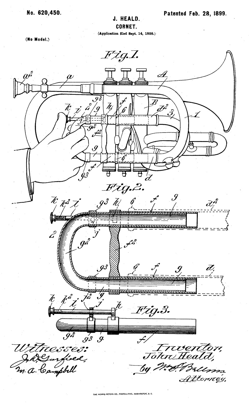 Heald cornet patent 1899