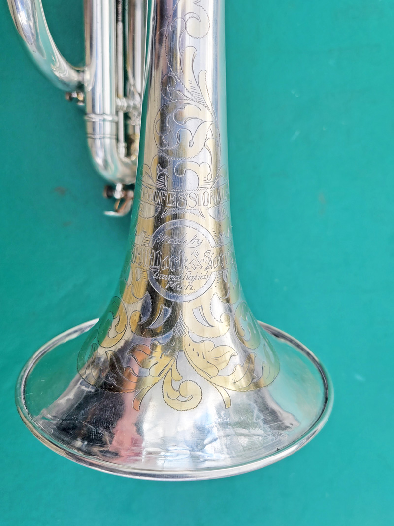 York Professional cornet bell engraving