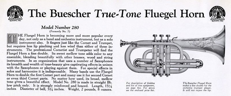 Buescher Model 280 Fluegel Horn Catalog Image